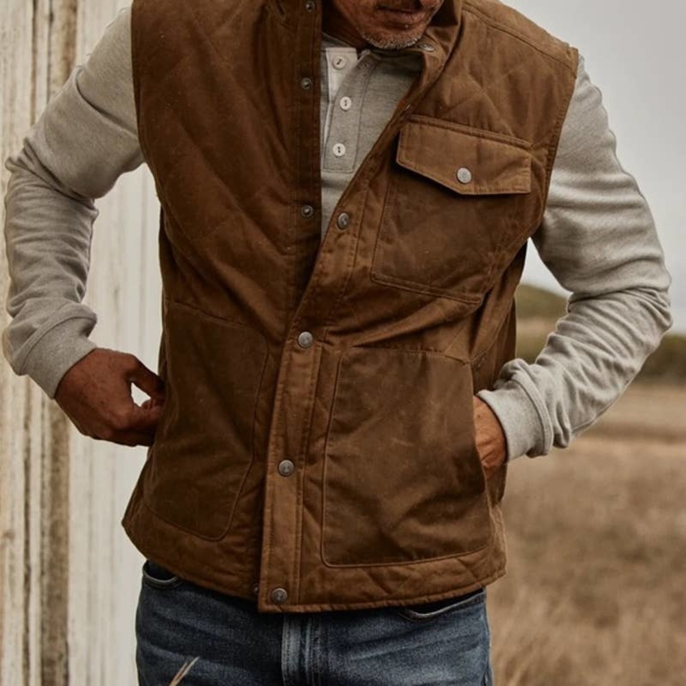 Flint And Tinder Diamond Quilted Waxed Insulated Vest Brown-L